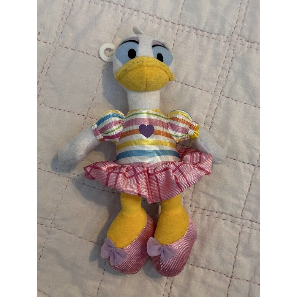 Disney Just Play Daisy Duck Pink Striped Dress Outfit Plush 10” Plush